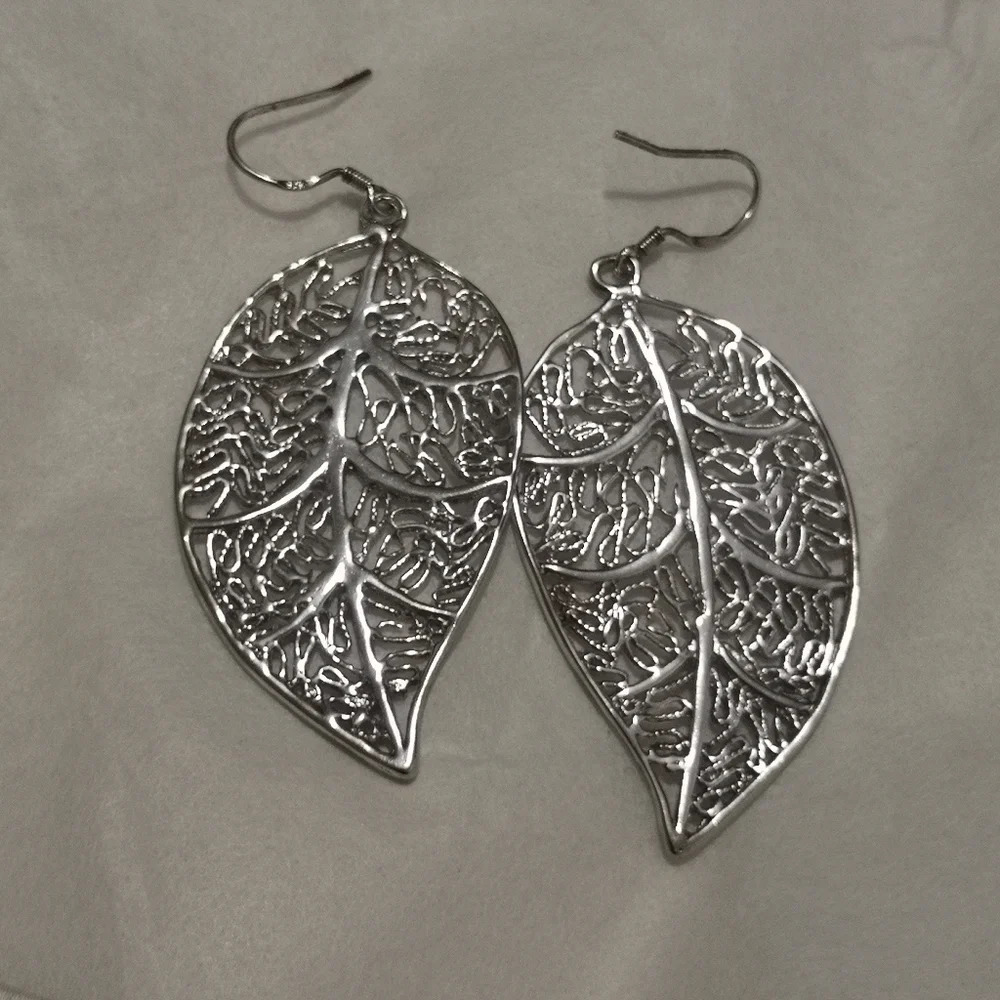 Silver Leaf 925 SS Filigree Drop Earrings - Women Jewelry Earrings